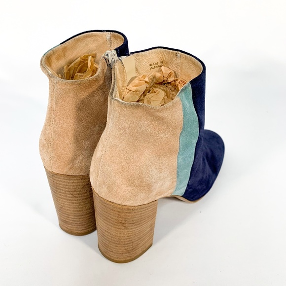 PAOLA FERRI Suede Multi Zipper Booties Block Heel - Picture 7 of 7